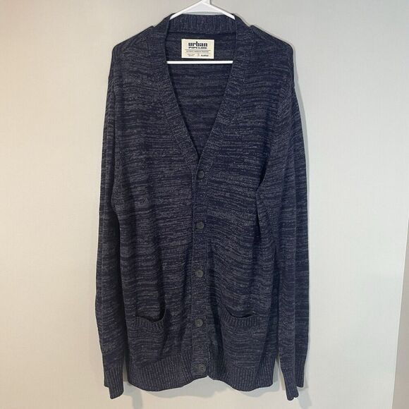 URBAN PIPELINE Men’s Size XL Navy Blue Cardigan Sweater Pockets Grandpa Hipster - Picture 1 of 9